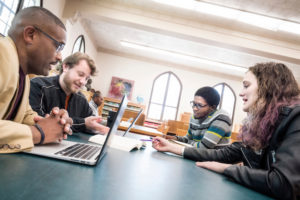 students studying in the library