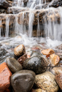 A water feature decorates Luther Seminary’s campus.