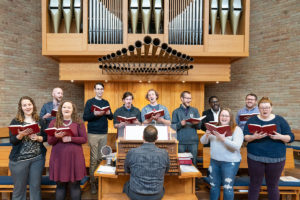 Students are encouraged to share their vocal, instrumental, dance, and visual gifts. [Pictured: Seminary choir