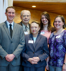 Donors with a group of three students