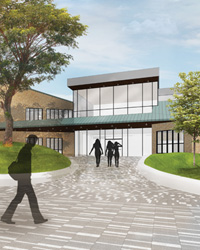 Artist depiction of a new entrance to Olson Campus Center