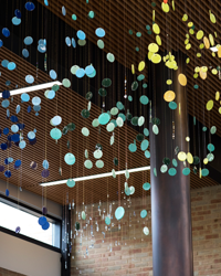 Sculpture hanging in Olson Campus Center coffeeshop