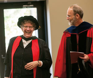 President Robin Steinke and Academic Dean Craig Koester prior to the installation.