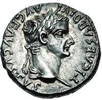 a Roman coin bearing the image of Emperor Tiberius Courtesy of Classical Numismatics Group (cngcoins.com)